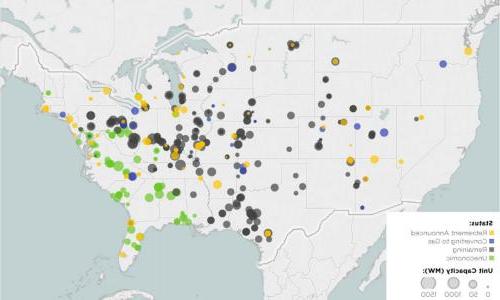 图表显示美国燃煤电厂的运行状况